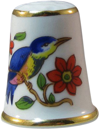 Ansley England Bone China Thimble Bluebird And Flowers - Porcelain (425x425)