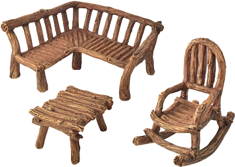 Miniature Fairy Garden Rustic Mini Furniture - Glitzglam Miniature Fairy Garden Furniture 3-piece: (500x500)