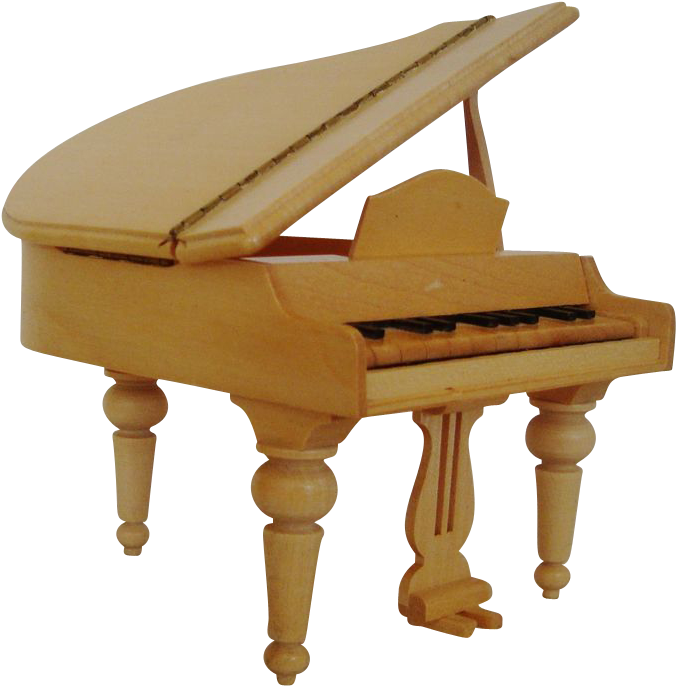 Miniature Wood Dollhouse Furniture Grand Piano Doll - Dollhouse (685x685)