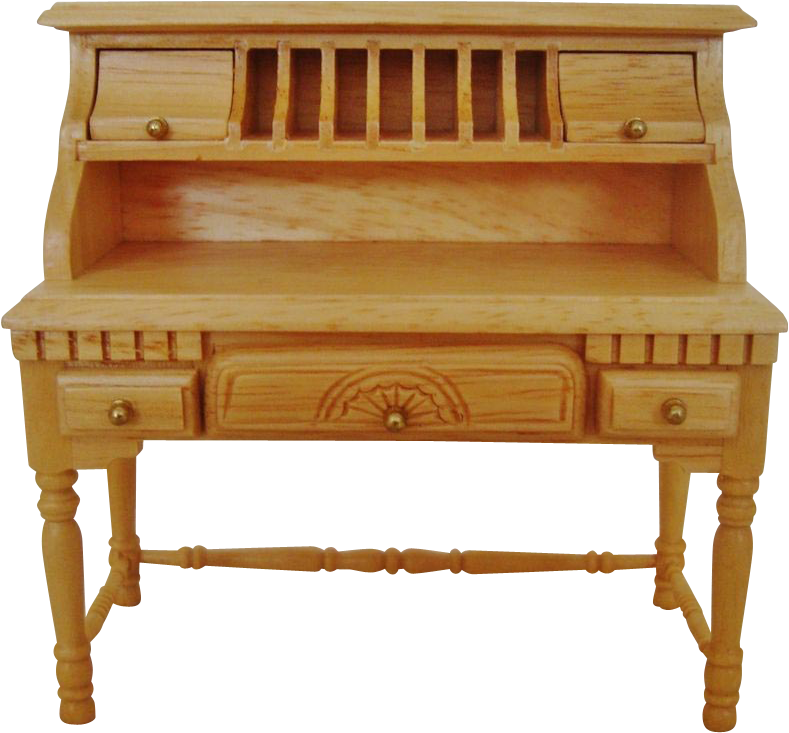 Miniature Dollhouse Desk Furniture Wood Doll House - Secretary Desk (788x788)