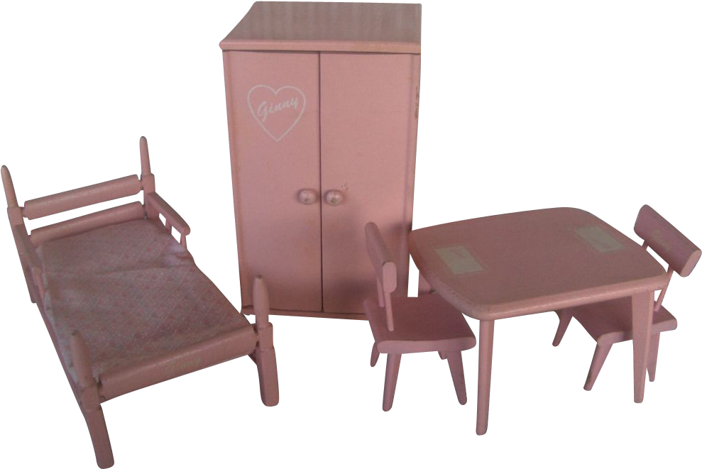 Vogue Ginny Pink Wooden Doll Furniture Set C Wardrobe (988x988) Png