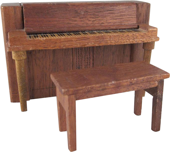 Strombecker 3/4" Upright Piano And Bench Dollhouse - Outdoor Bench (673x673)