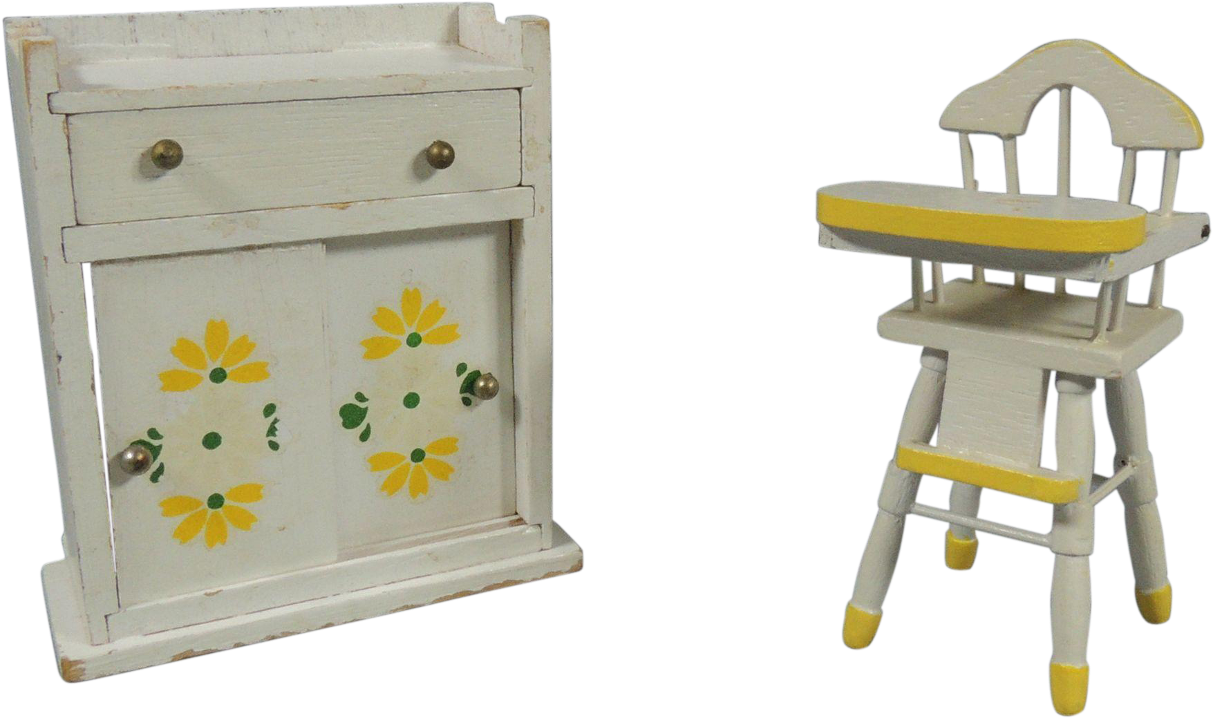 1940-1950 Painted Wood Doll House Baby High Chair & - High Chair (1754x1754)