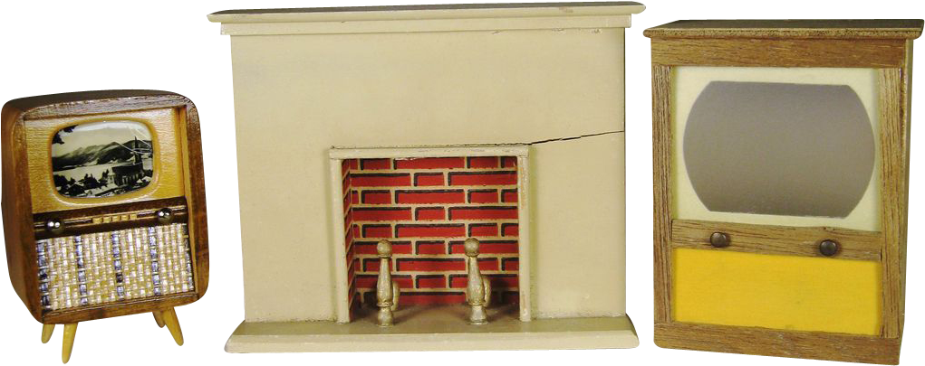 Vintage Dollhouse Furniture ~ German Fireplace And - Hearth (1020x1020)