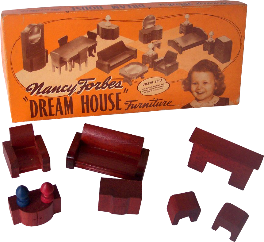 Vintage Nancy Forbes Wooden Dollhouse Furniture 9 Pieces - Dollhouse (860x860)