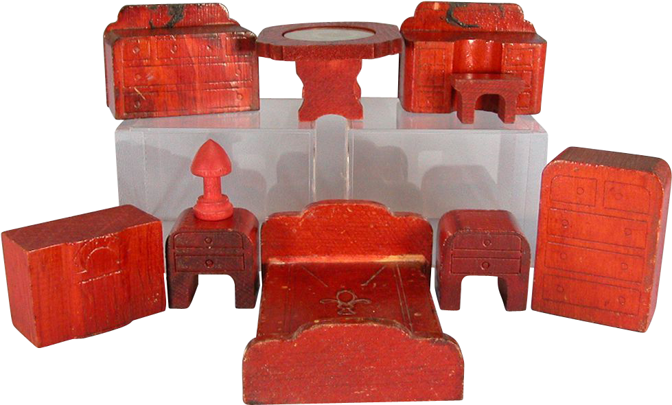 10 Pieces Of Nancy Forbes Wooden Dollhouse Furniture - Wooden Block (978x978)