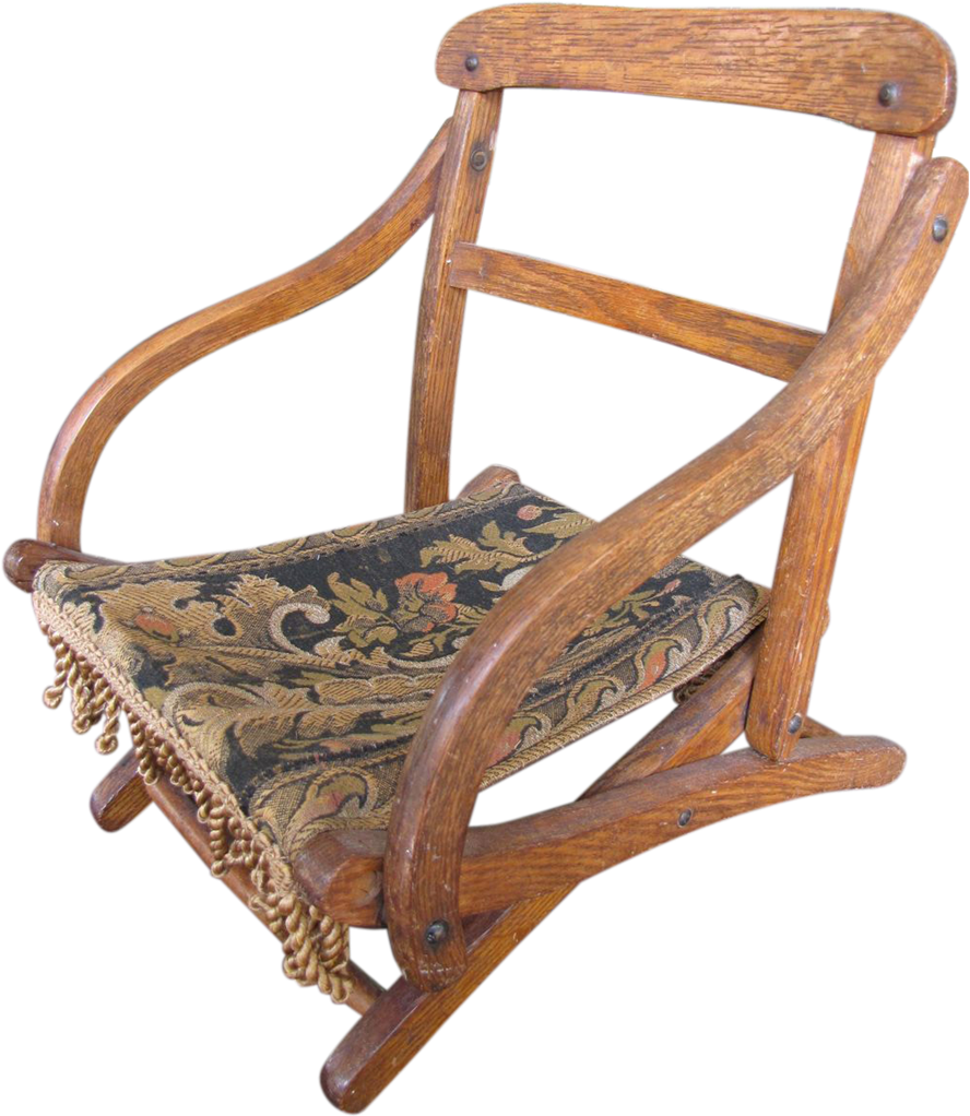 Antique Campaign Folding Doll Chair, Old Brocade From - Folding Chair (1023x1023)
