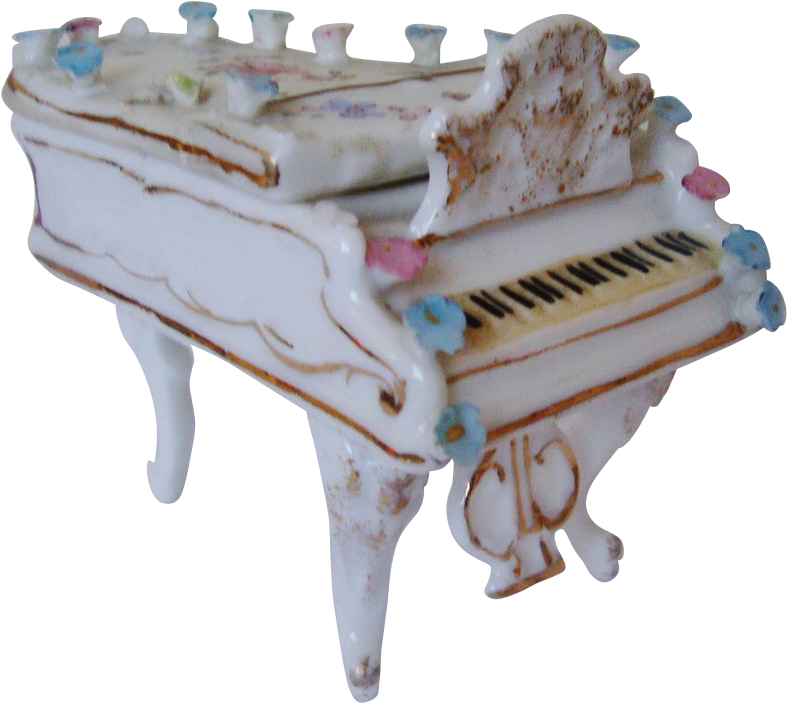Miniature Doll House Furniture Grand Piano W/ Roses - Player Piano (786x786)