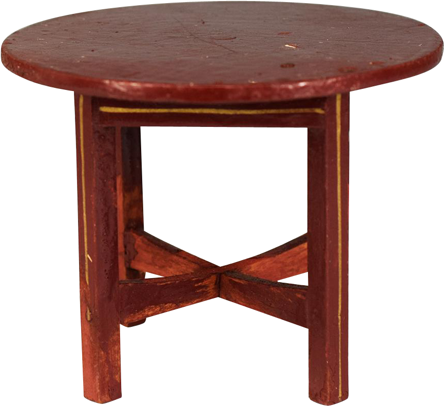 Antique German Dollhouse Round Table By Gottschalk - End Table (864x864)