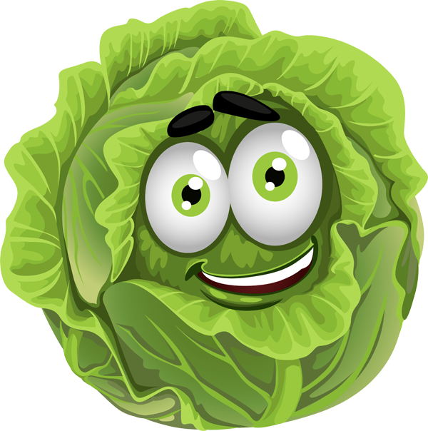 Lettuce Clipart Face - Cartoon Cabbage (600x604)