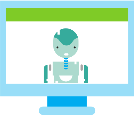 Colorful Computer Technology With Screen And Robbot - Cartoon (550x550)