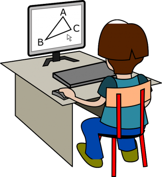 Technology Clipart Computer Study Pencil And In Color - Solving Sums On Computer (333x364)