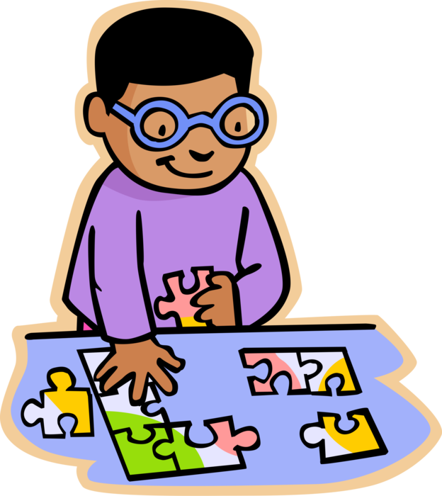 Vector Illustration Of Primary Or Elementary School - Puzzle Clip Art (624x700)