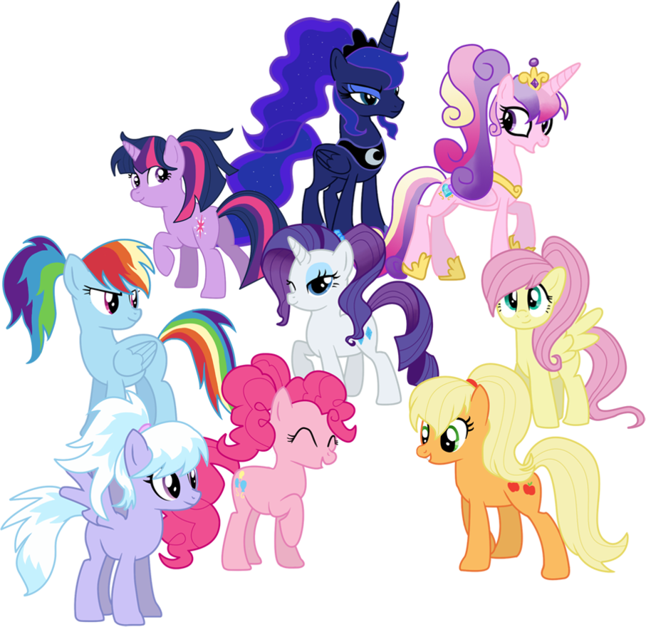 Pinkie Pie Rainbow Dash Twilight Sparkle Rarity Applejack - My Little Pony With Ponytail (907x880)