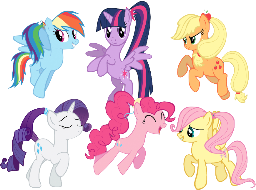 Mlp Mane 6 With Ponytails (870x645)