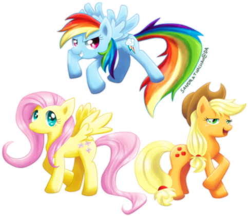 My Little Pony Friendship Is Magic Wallpaper Probably - Applejack Fluttershy Rainbow Dash (500x440)