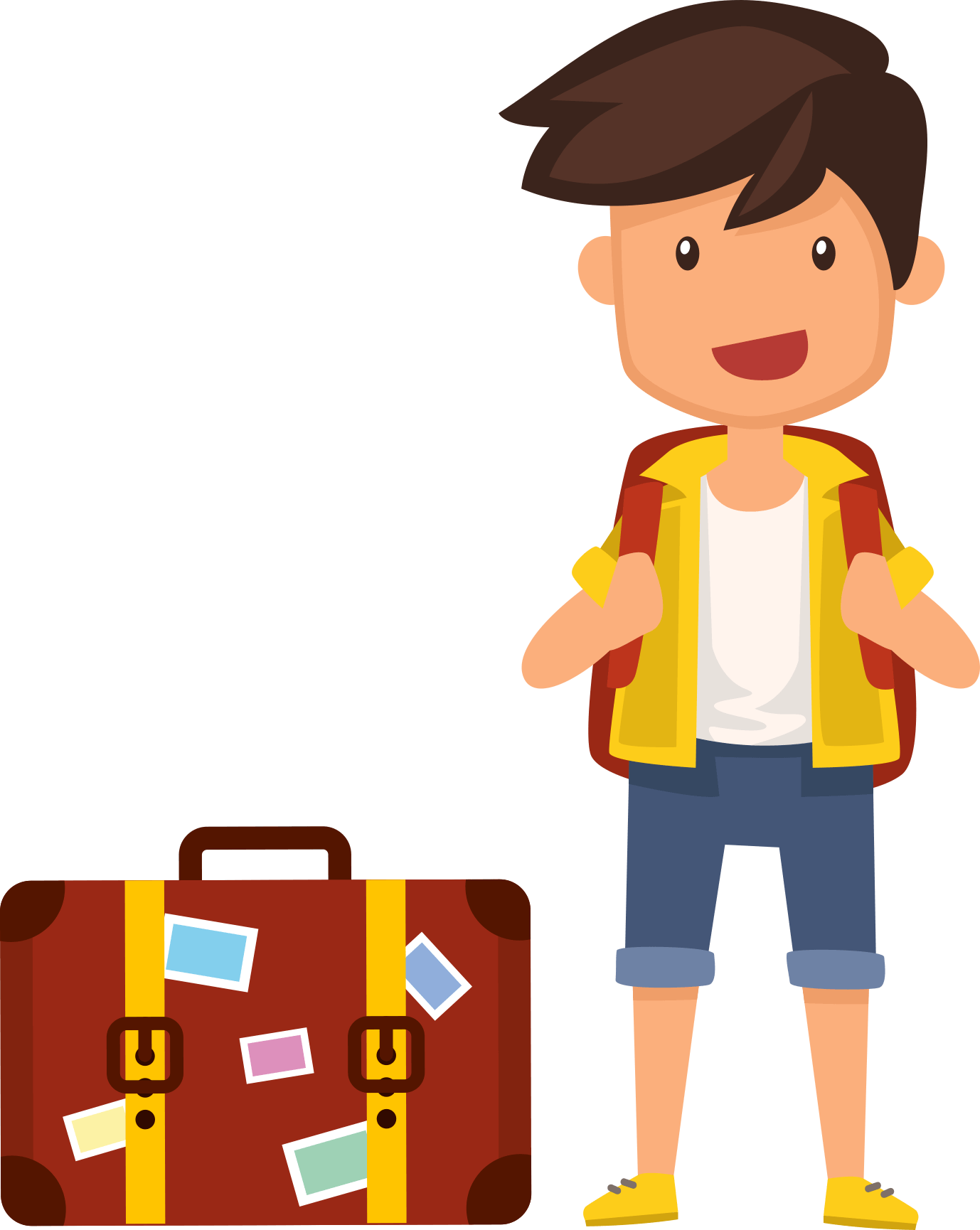 Pack Your Needed Stuffs - Backpacker Katoon Png (1378x1730)