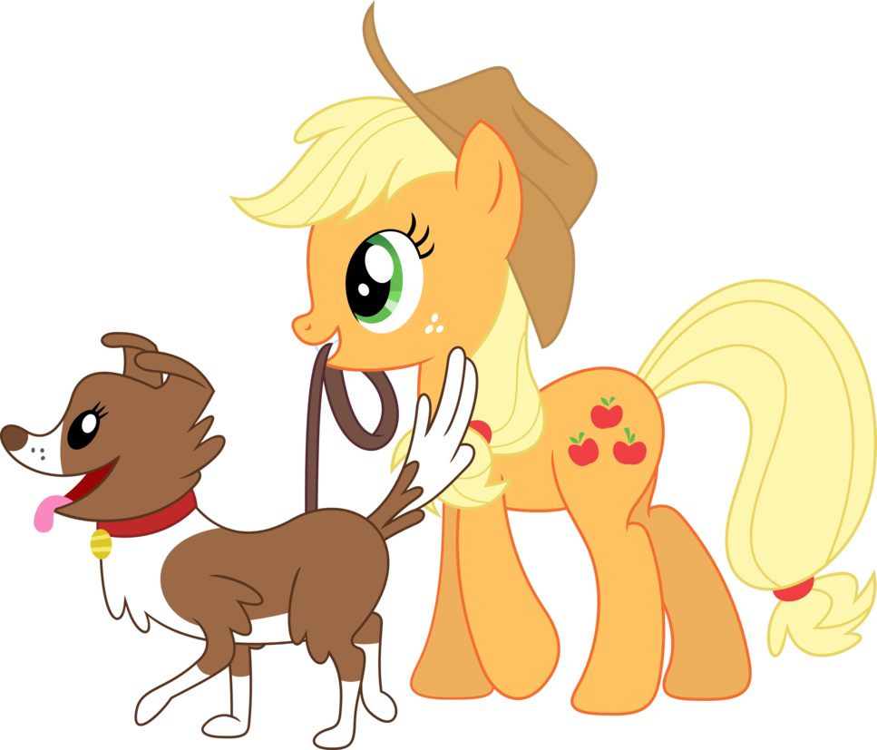 Out For A Walk With Her Dog By Porygon2z - Applejack Dog (967x827)