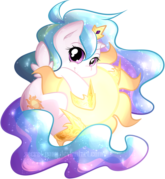 Chibi Celestia By Secret-pony - Chibi Luna And Celestia (574x623)