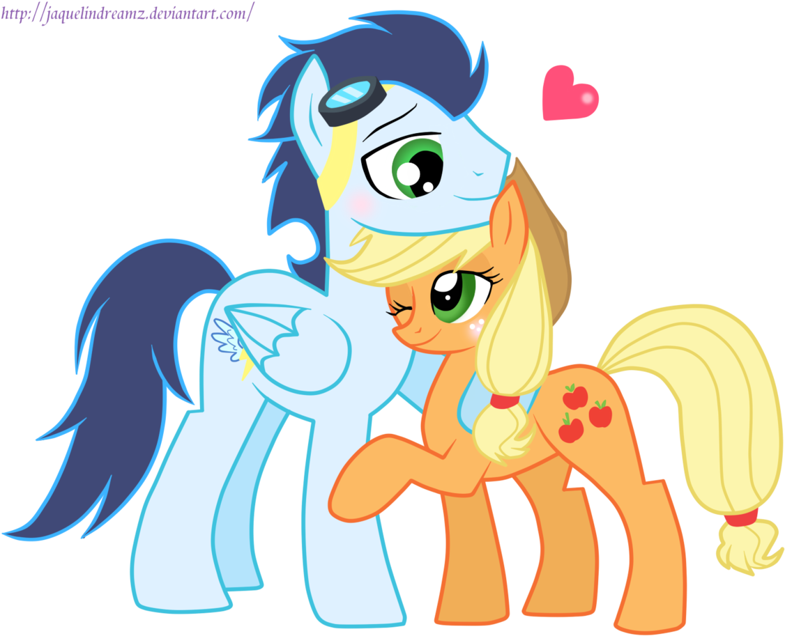 Jaquelindreamz, Blushing, Female, Heart, Male, Safe, - Mlp Applejack And Soarin (1172x1024)