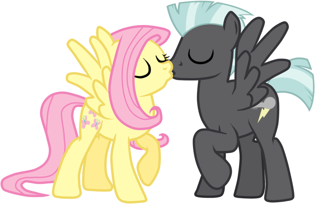 Niban-destikim, Female, Fluttershy, Kissing, Male, - My Little Pony Fluttershy And Thunderlane (1112x718)