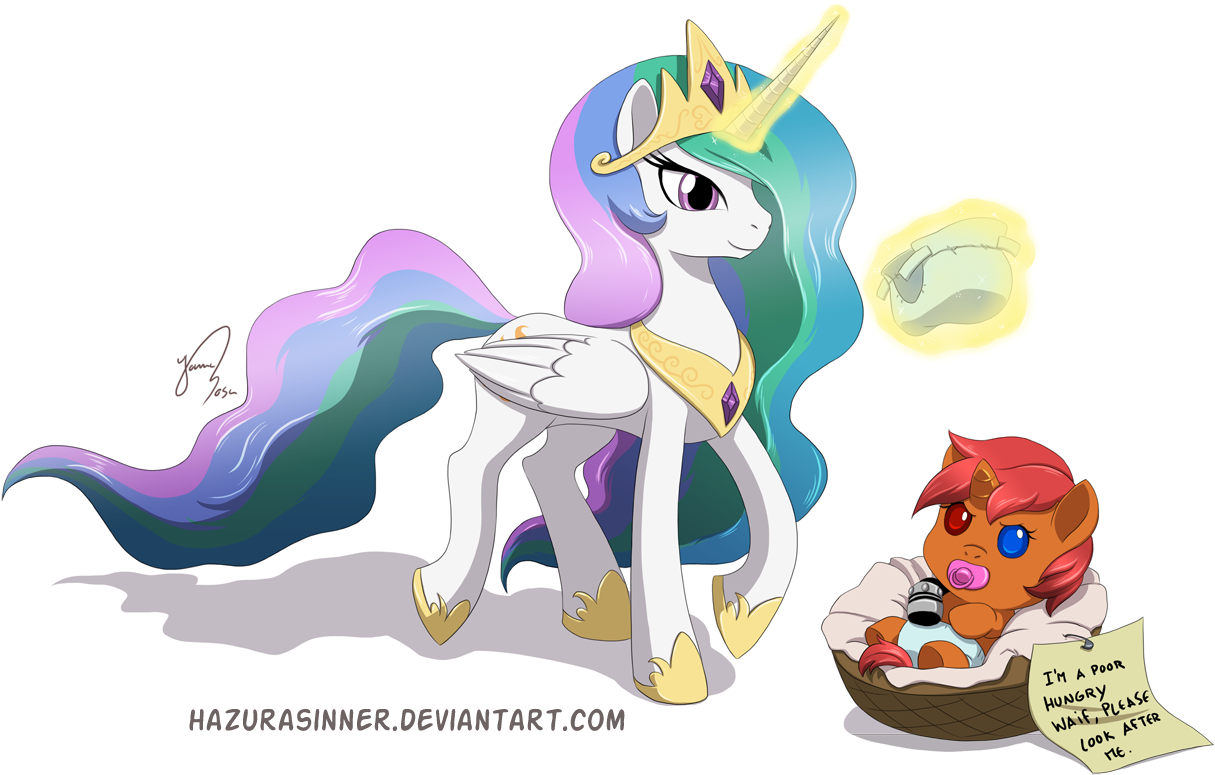 Hazurasinner, Baby, Baby Pony, Diaper, Momlestia, Oc, - Princess Celestia (1237x784)