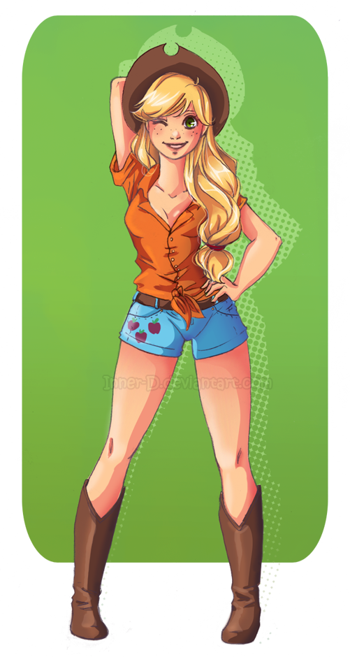 Human Applejack By ~inner-d On Deviantart - My Little Pony Applejack Human (501x940)