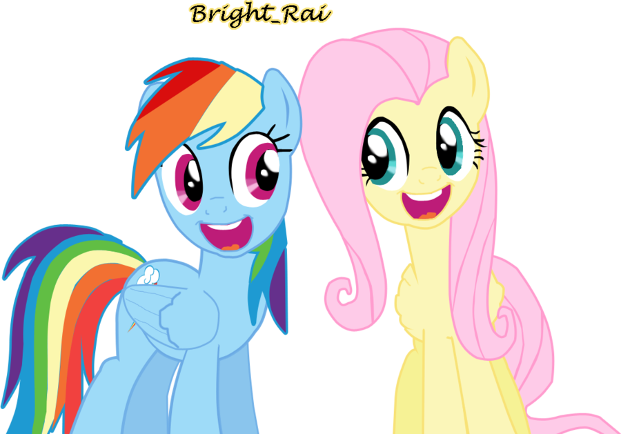 Rainbow Dash And Fluttershy By Brightrai - Rainbow Dash And Fluttershy (900x629)