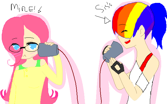 Me And Sister Base Drawing By Tiddlertwiddles - Cartoon (593x370)