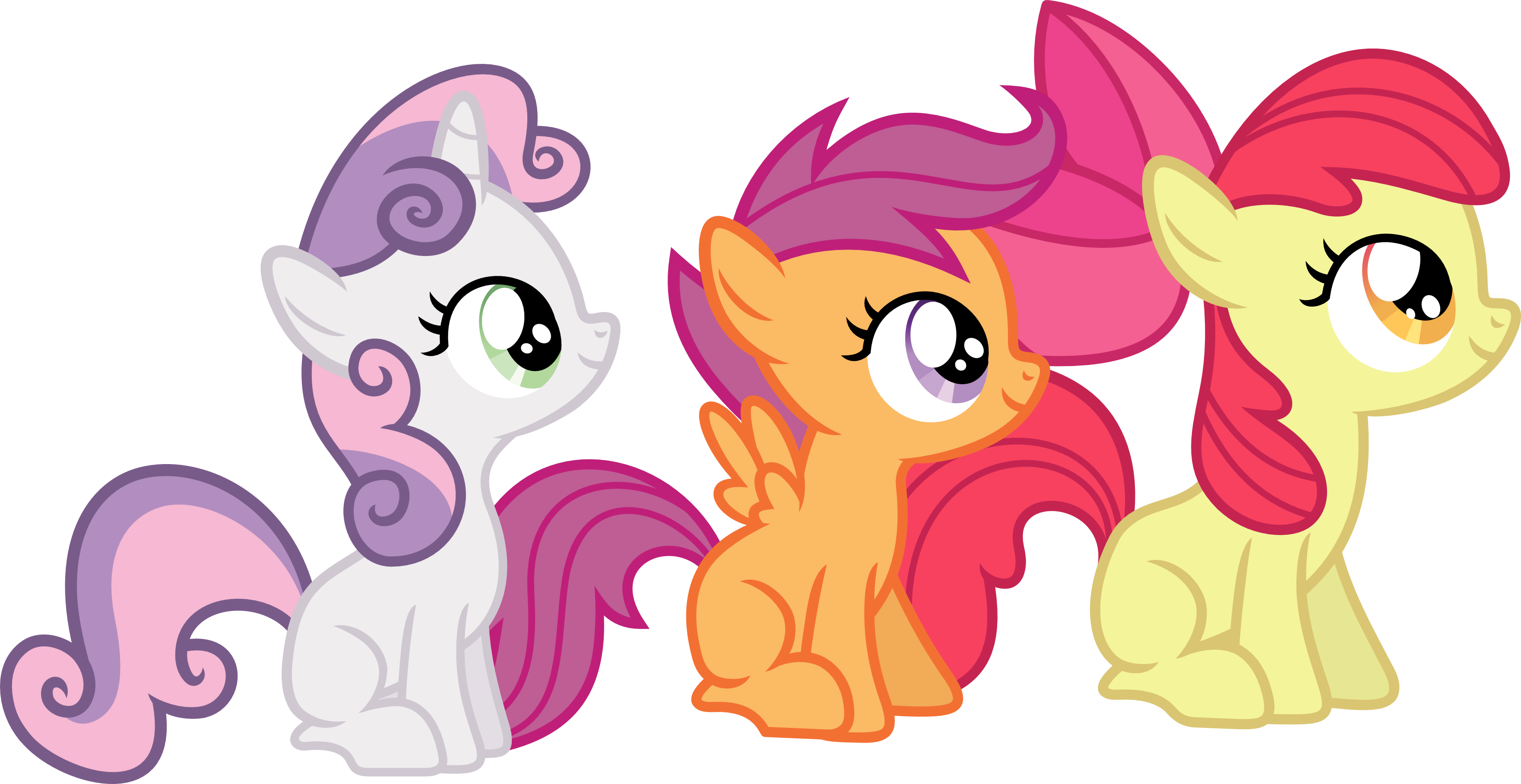 3 Sitting Fillies By Porygon2z 3 Sitting Fillies By - Sweetie Belle Friendship Is Magic (3522x1816)