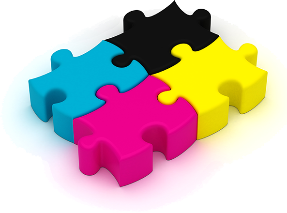 Leaflets, Flyers, Folders, Posters, Stationery, Forms, - Cmyk Puzzle Png (593x440)