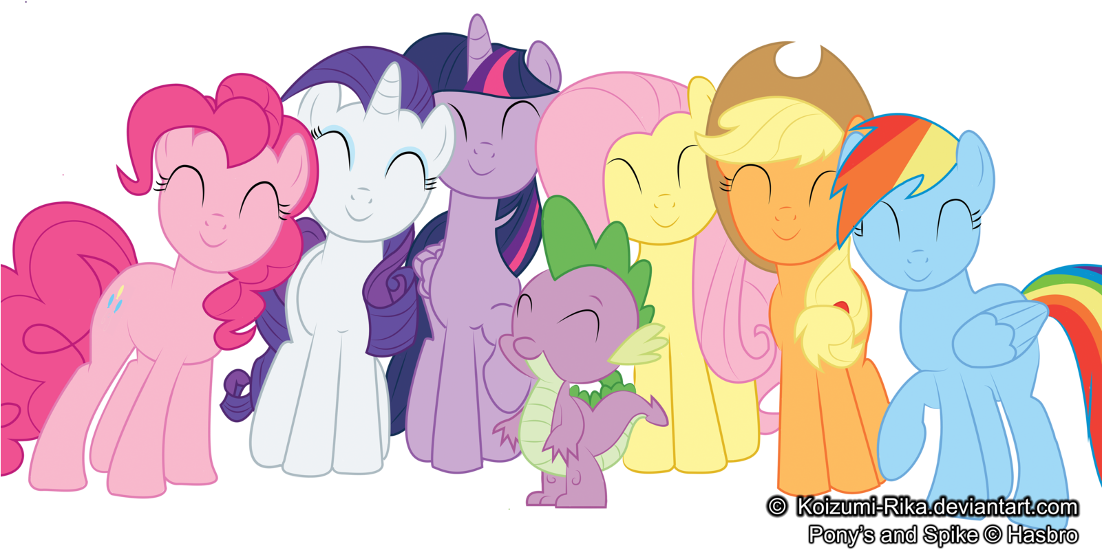 Mane 6 And Spike By Koizumi-rika - Hug (1600x837)