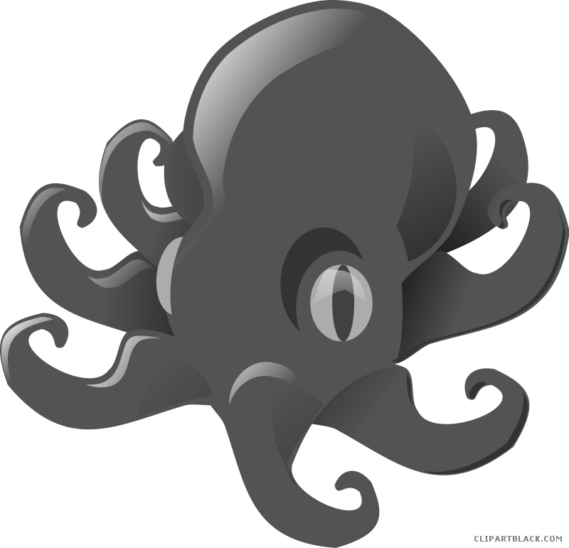 Grayscale Octopus Animal Free Black White Clipart Images - Purple Octopus Clipart (800x771)