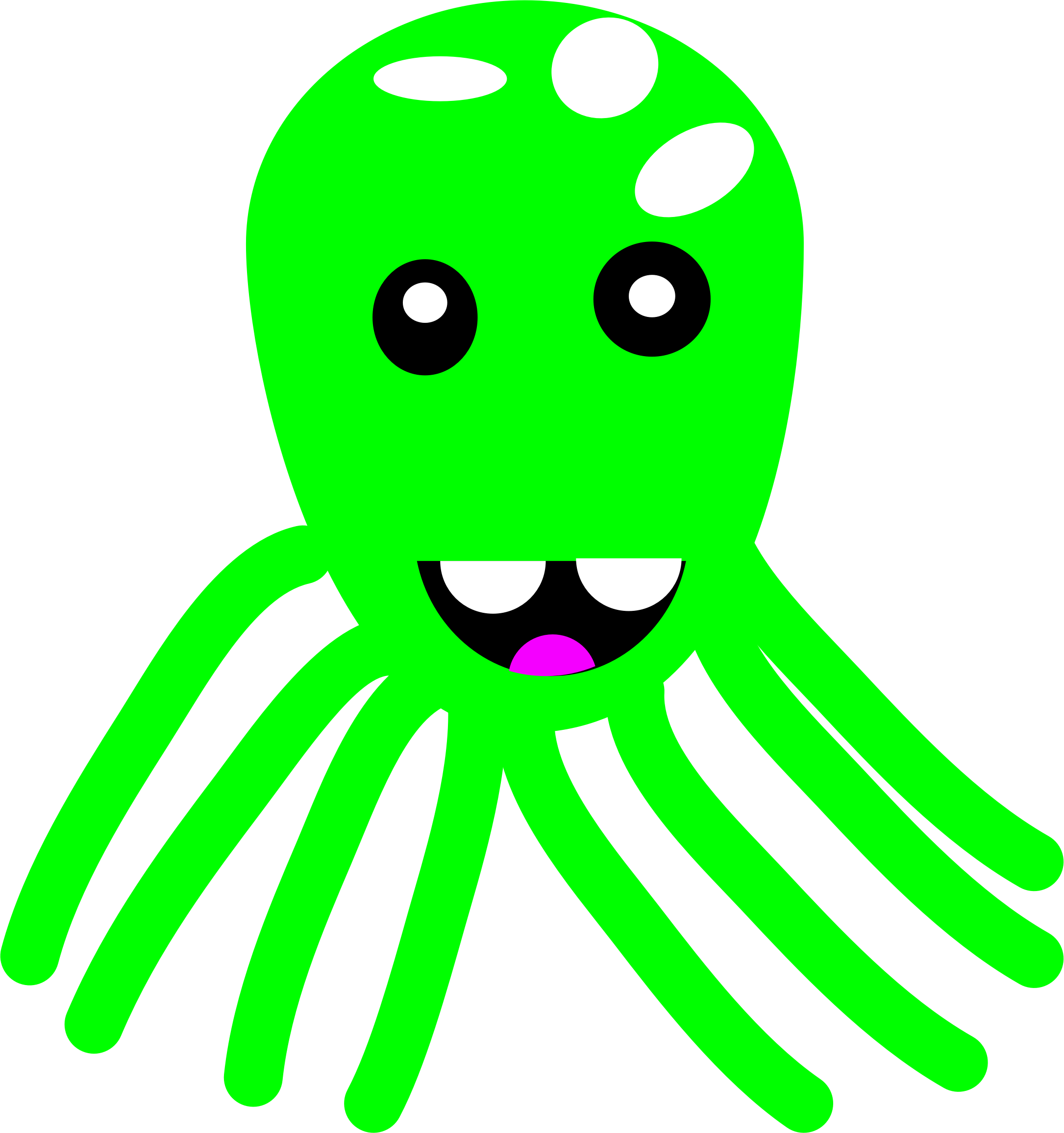 Octopus Clipart Green - License (2171x2313)