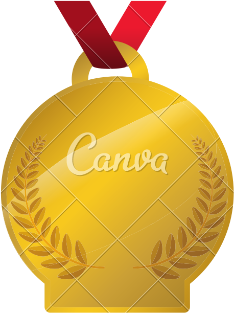 Gold Award Medal With Ribbon Vector Icon Illustration - Vector Graphics (800x800)
