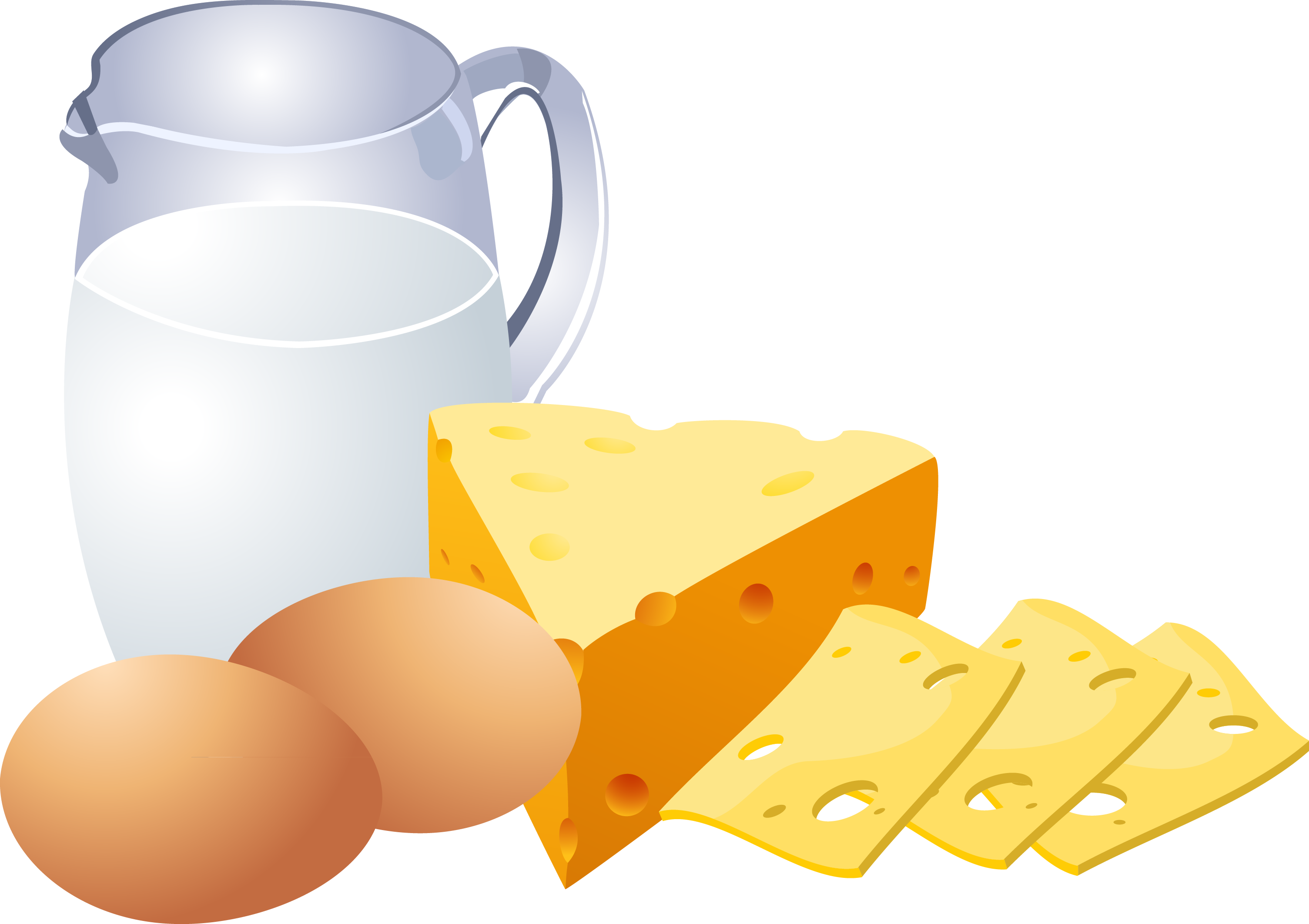 Milk Dairy Product Egg Cheese - Dairy Product Vector Png (3009x2124)