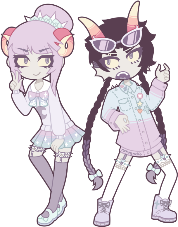Pastel Goth Damara Megido And Meenah Peixes By Nekozneko - Pastel Goth Homestuck (665x810)