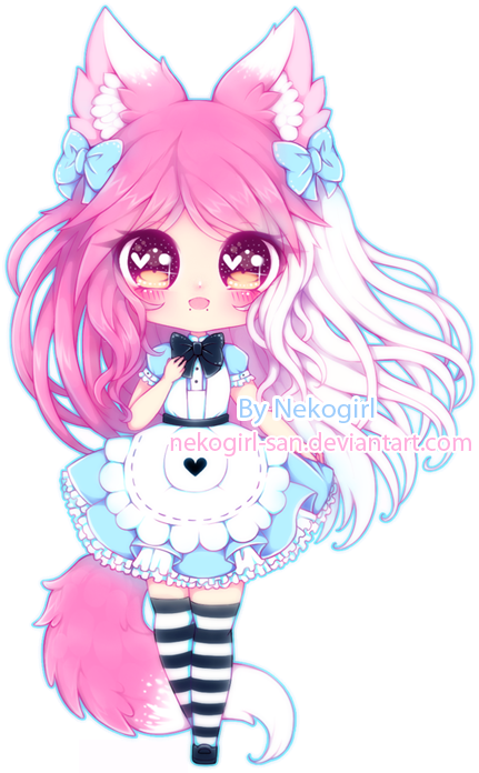 C - Cute Cat Girl Drawing (454x700)