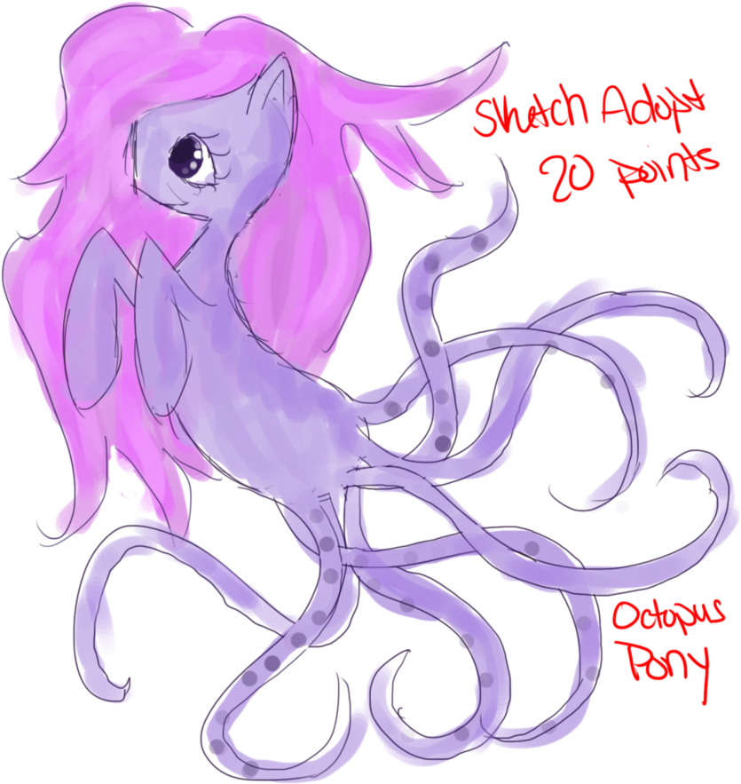 Octopus Pony Sketch Adopt Closed By Blueyedred - Cartoon (894x894)
