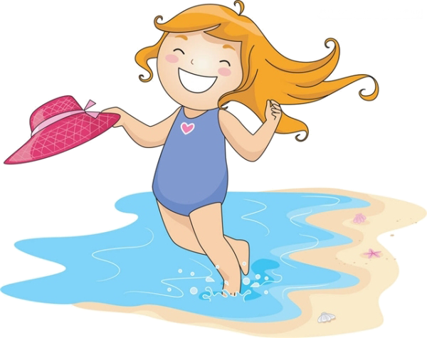 Photography Cartoon Illustration - Cartoon Girl At The Beach (600x475)
