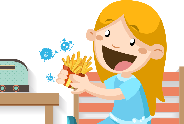 French Fries Cartoon Drawing Illustration - Cartoon Eating Chips (720x485)