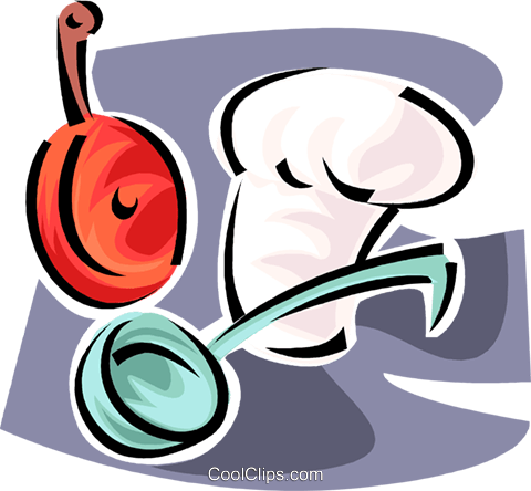 Soup Ladle, Frying Pan With A Chef - Clip Art (480x444)