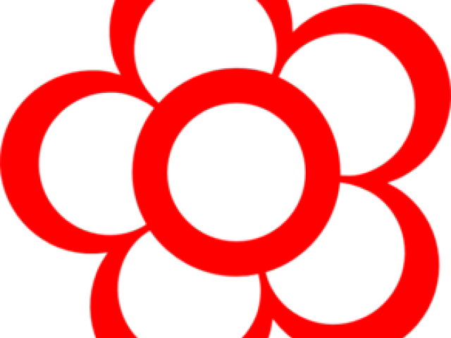 Red Flower Clipart Tiny Flower - Coloring Pages Thick Lines (640x480)