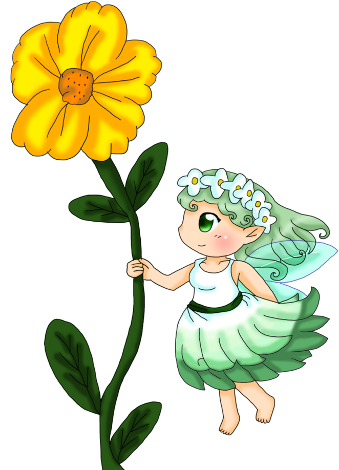 A Tiny Fairy And A Flower By Purplemagechan - Illustration (829x965)