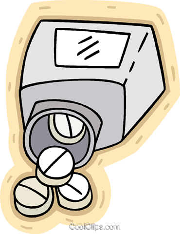 Pills Falling Out Of Bottle Royalty Free Vector Clip - Bottle Of Pills (370x480)