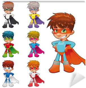 Funny Cartoon And Vector Characters - Superhero Cartoon Door Mural 13 (400x400)