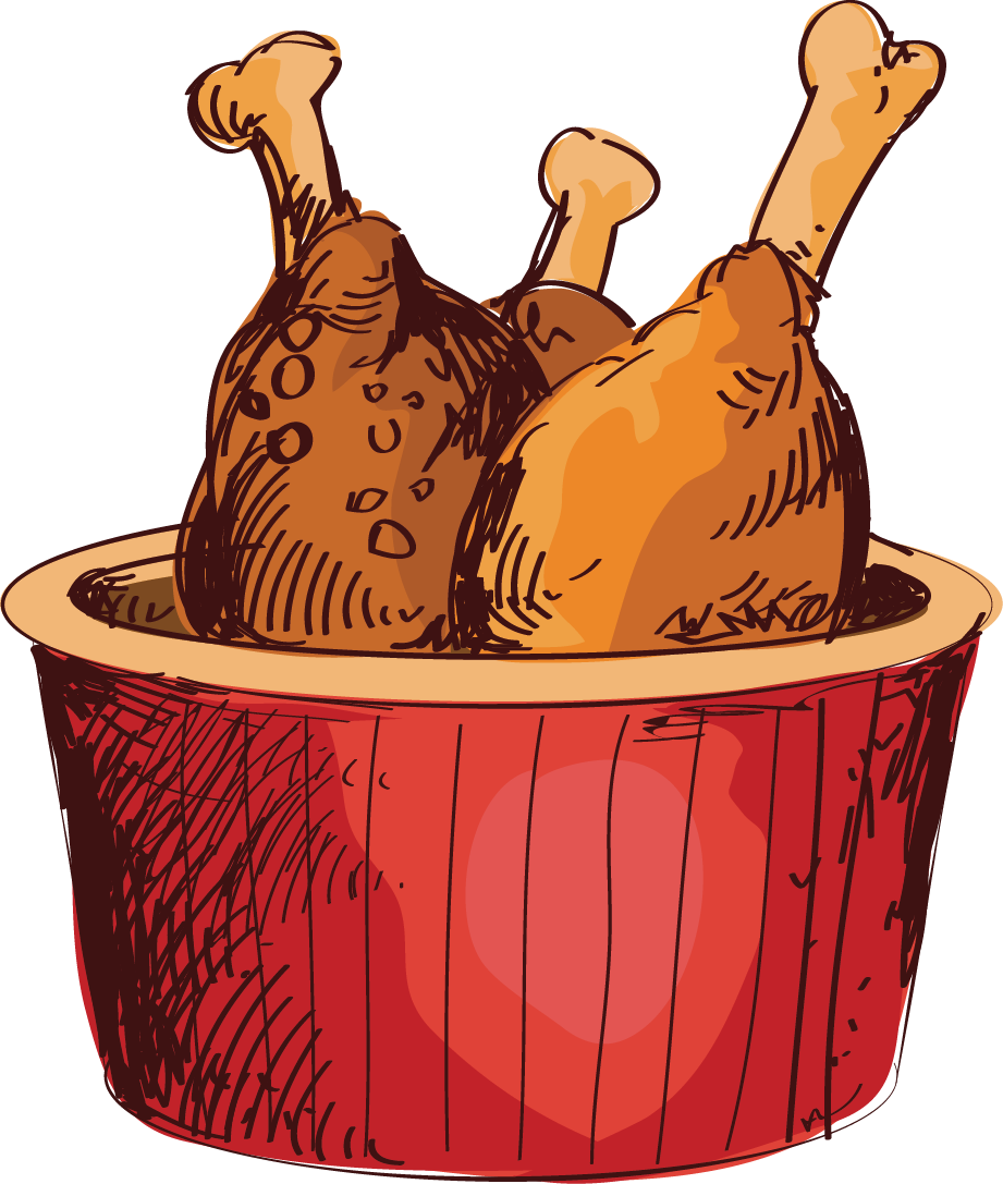 Fried Chicken Cola French Fries Kfc Hamburger - Fried Chicken Vector Png (921x1087)