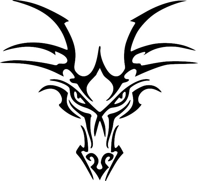 Ancient Celtic Dragon Head Designs - Tribal Dragon Head Tattoo (640x586)
