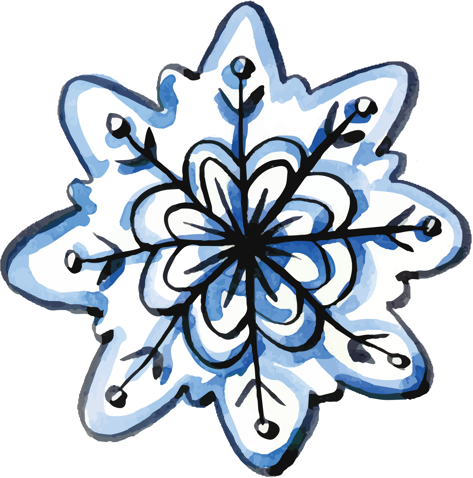 Snowflake Watercolor Painting Computer File - Watercolor Painting (2083x2083)