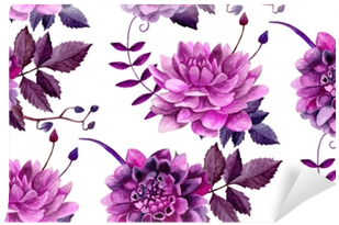 Watercolor Purple Dahlias Flowers Pattern - Dahlia Watercolor Flowers Slim Samsung Galaxy S5 Case (400x400)